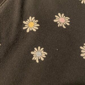 SO Black Flare Leggings with Smiley Face Floral Design